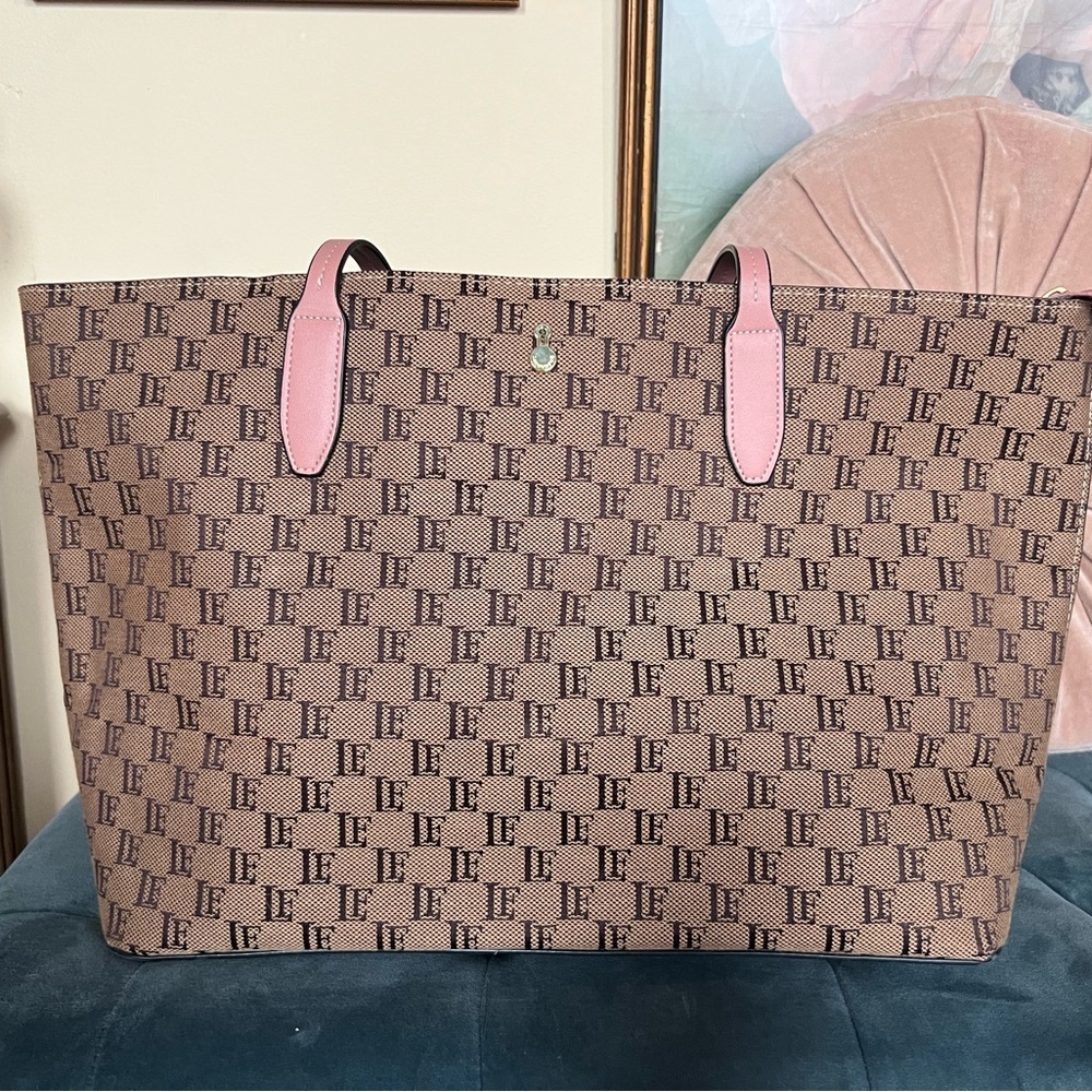 London Fog Pink and Brown Tote
